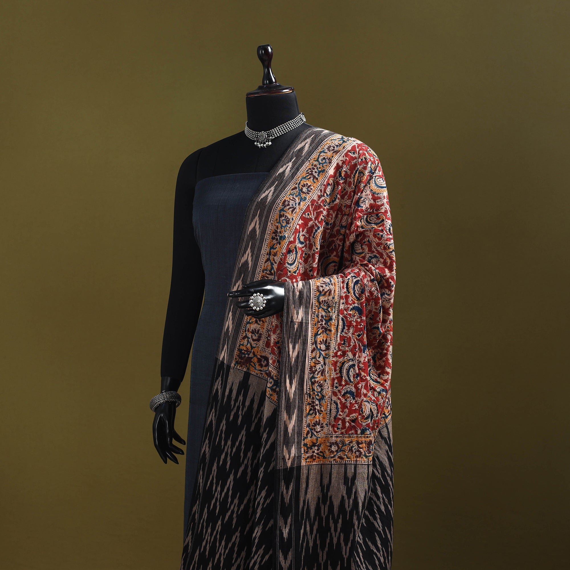 Multicolor - natural dyed kalamkari cotton dupatta