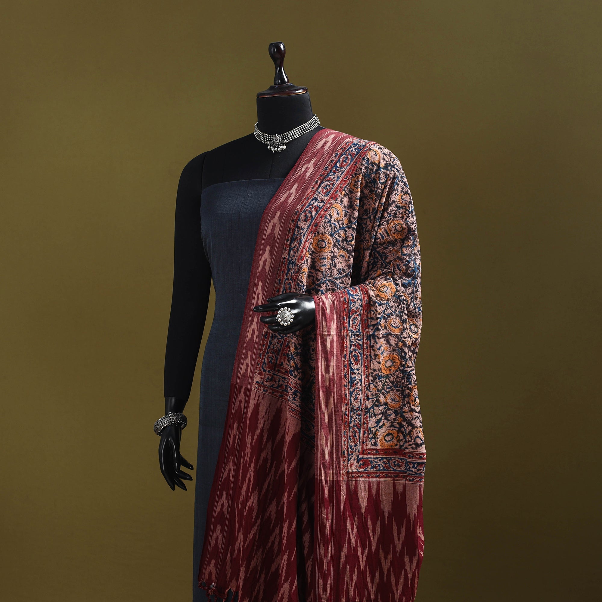 Multicolor - natural dyed kalamkari cotton dupatta