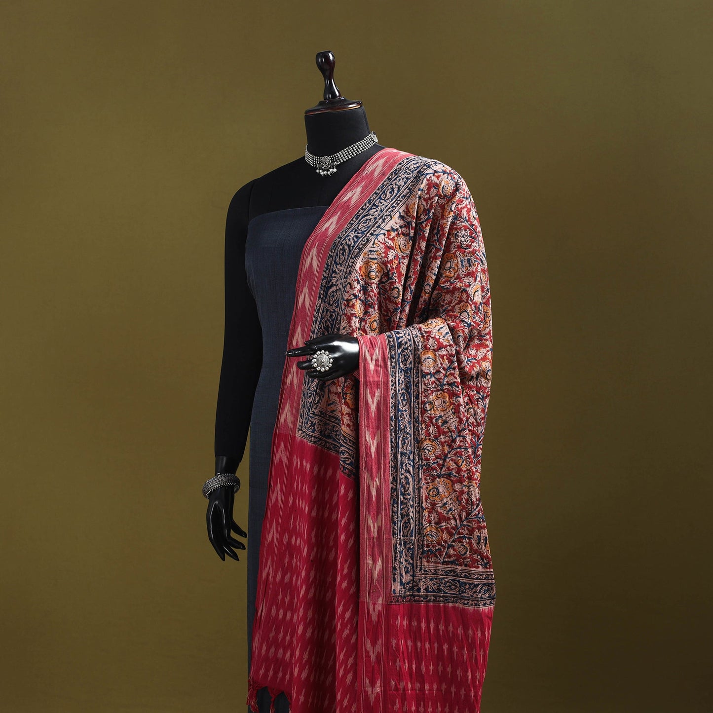 Multicolor - natural dyed kalamkari cotton dupatta