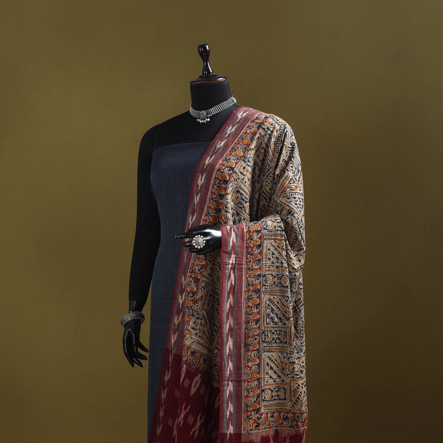 Multicolor - natural dyed kalamkari cotton dupatta