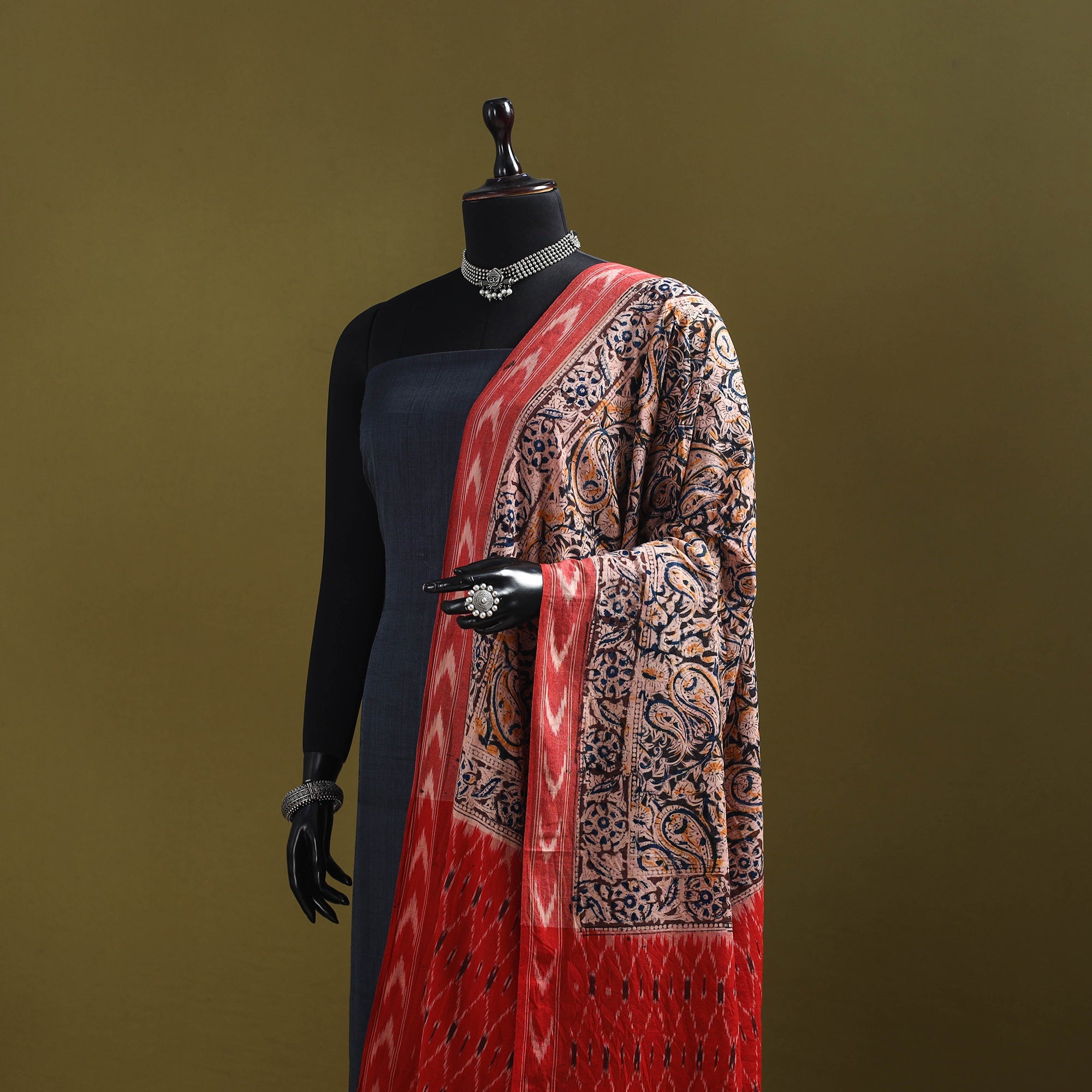 Multicolor - natural dyed kalamkari cotton dupatta