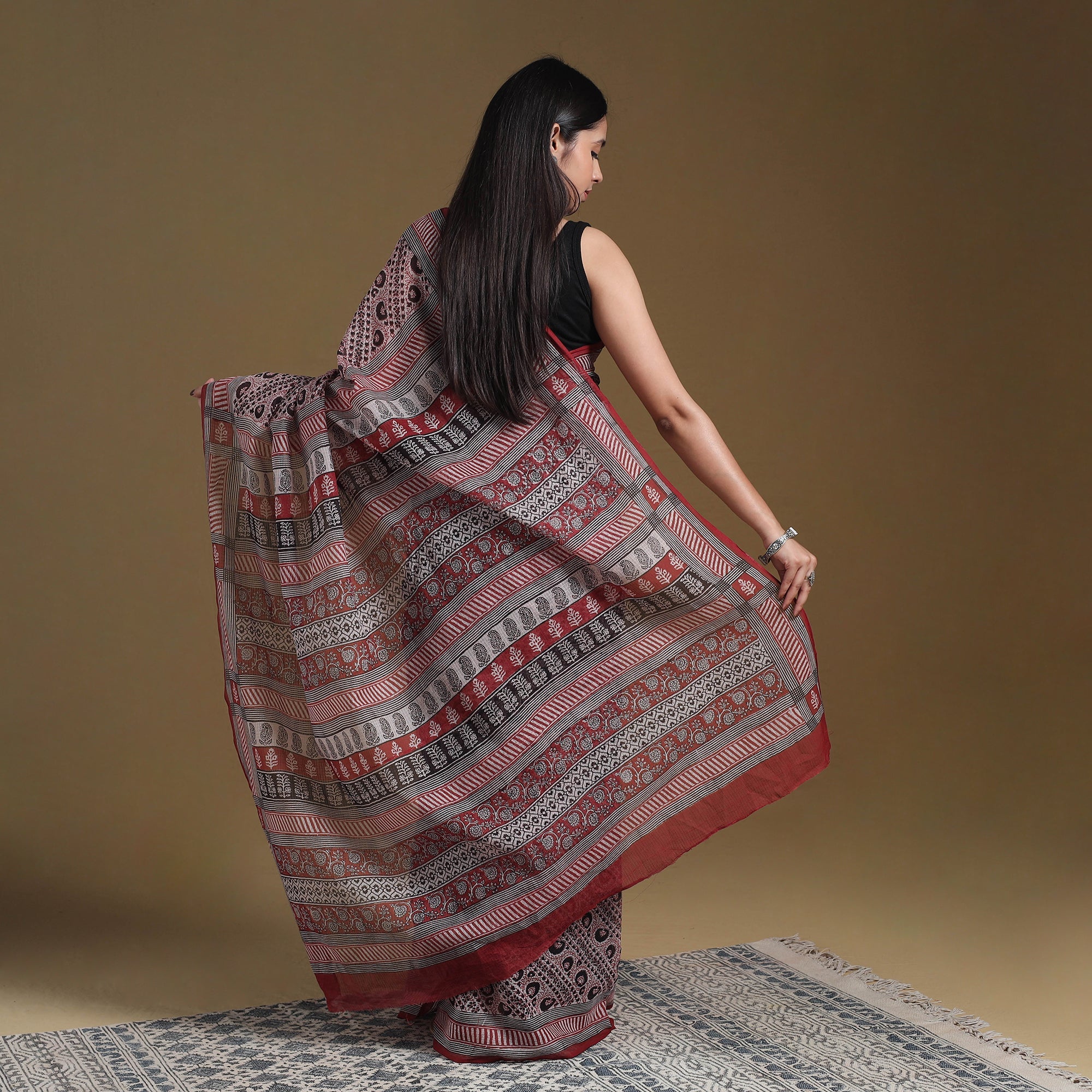 Multicolor - natural dyed kota doria cotton bagh saree 01