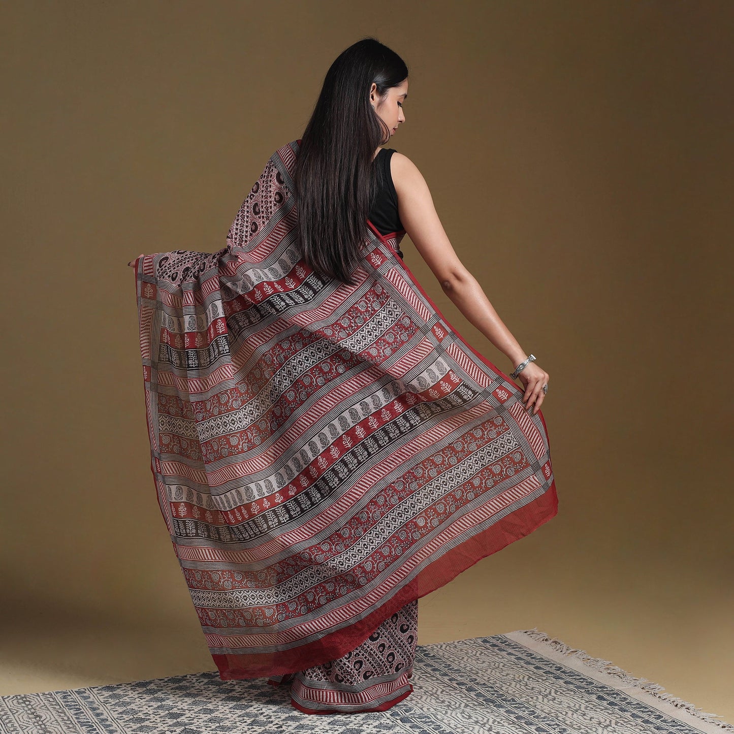 Multicolor - natural dyed kota doria cotton bagh saree 01