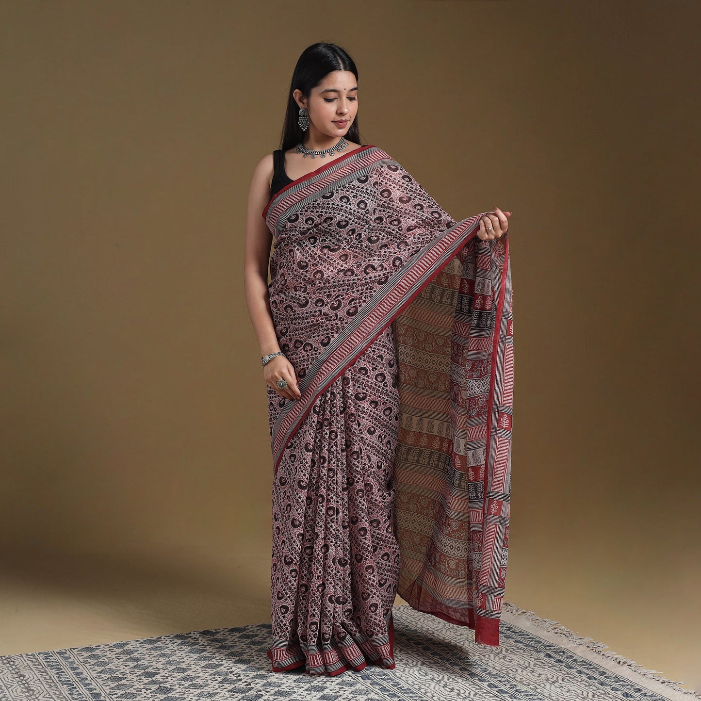 Multicolor - natural dyed kota doria cotton bagh saree 01