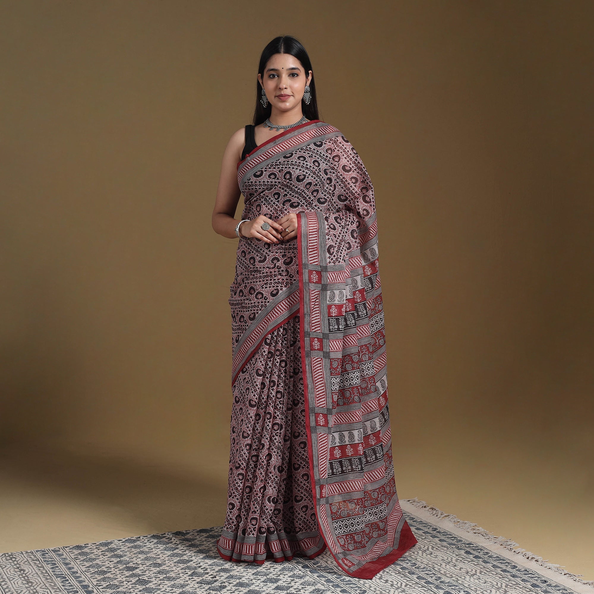 Multicolor - natural dyed kota doria cotton bagh saree 01