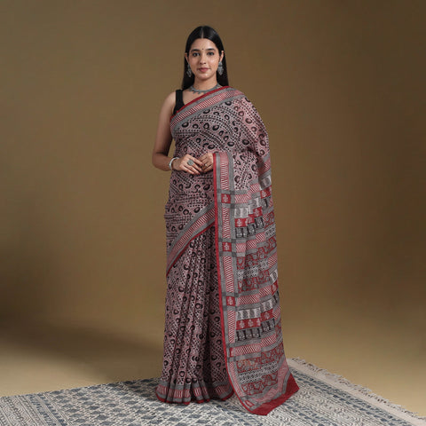 Multicolor - natural dyed kota doria cotton bagh saree 01