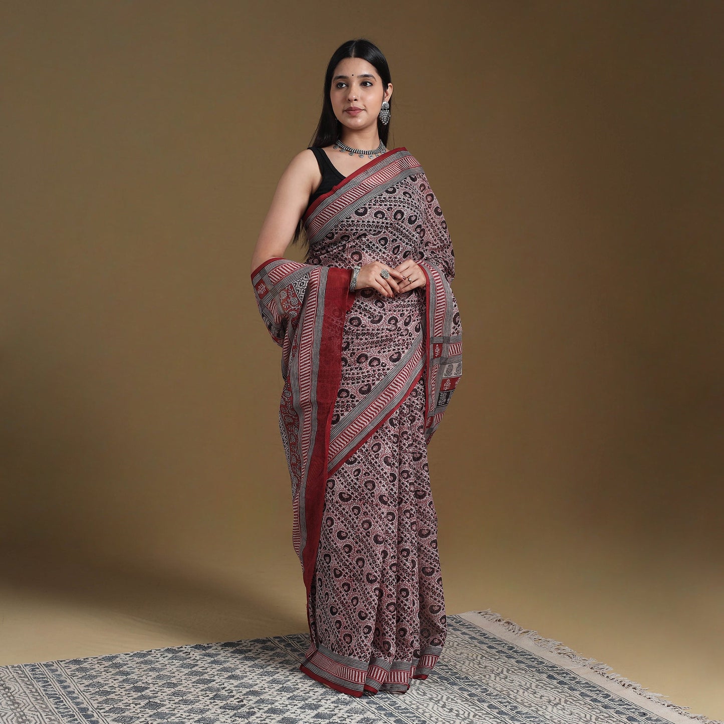 Multicolor - natural dyed kota doria cotton bagh saree 01