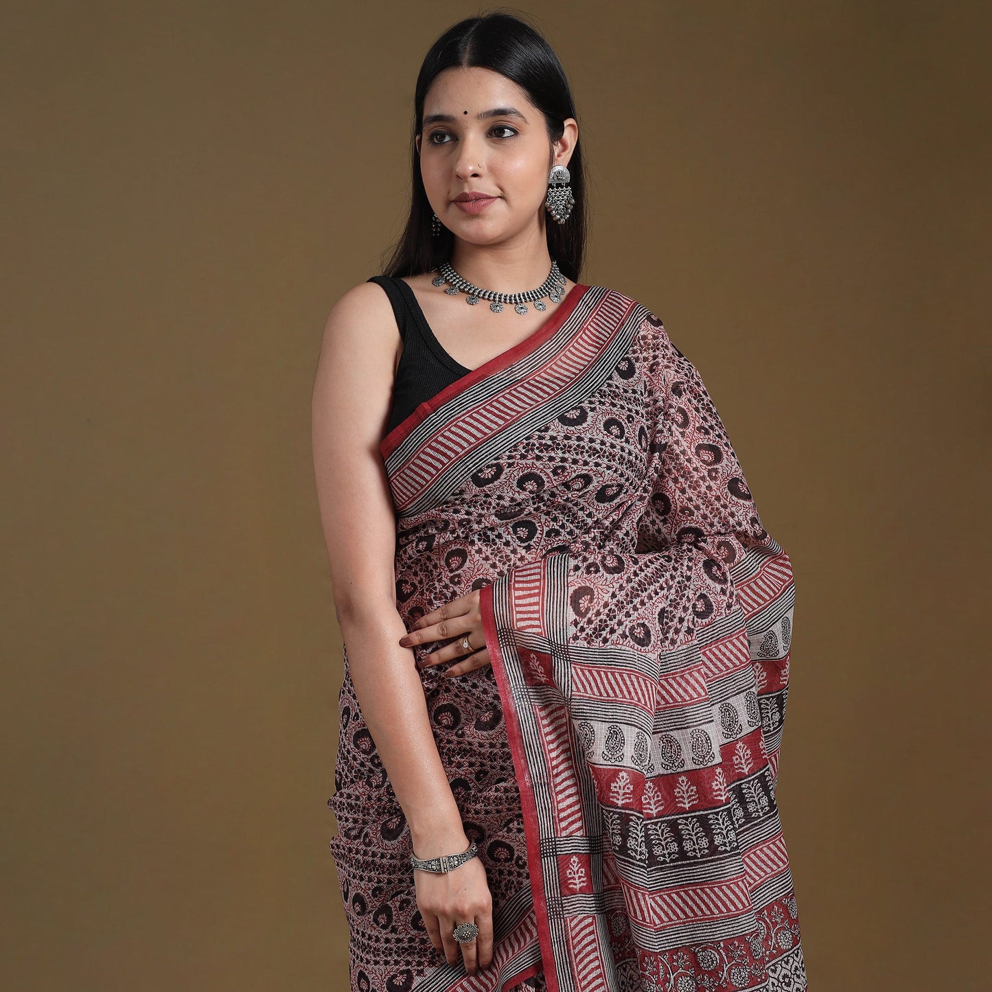 Multicolor - natural dyed kota doria cotton bagh saree 01