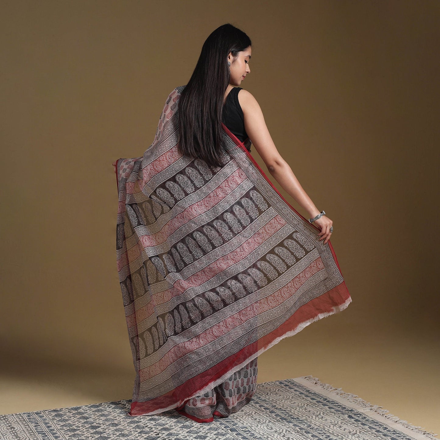 Multicolor - natural dyed kota doria cotton bagh saree 03