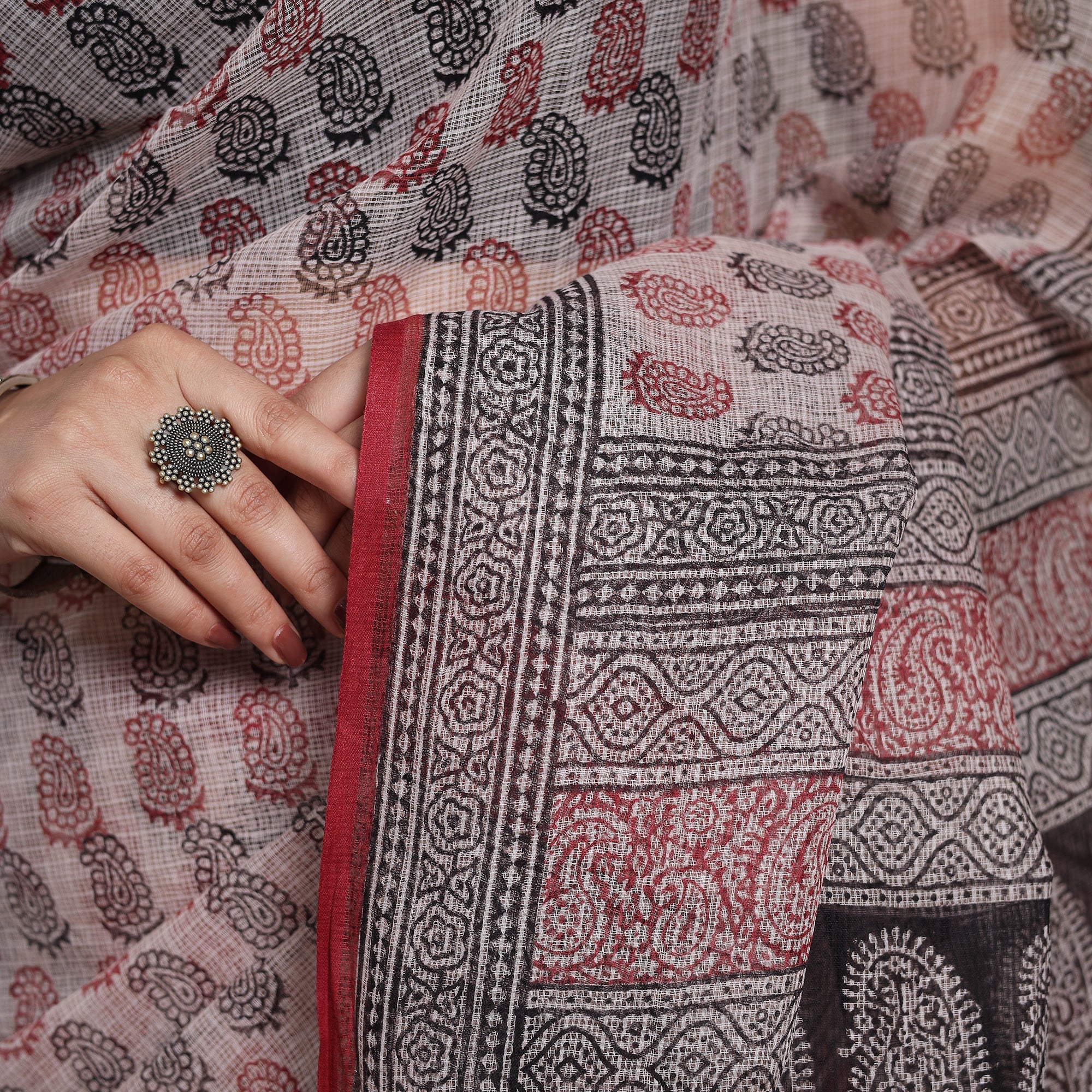 Multicolor - natural dyed kota doria cotton bagh saree 03