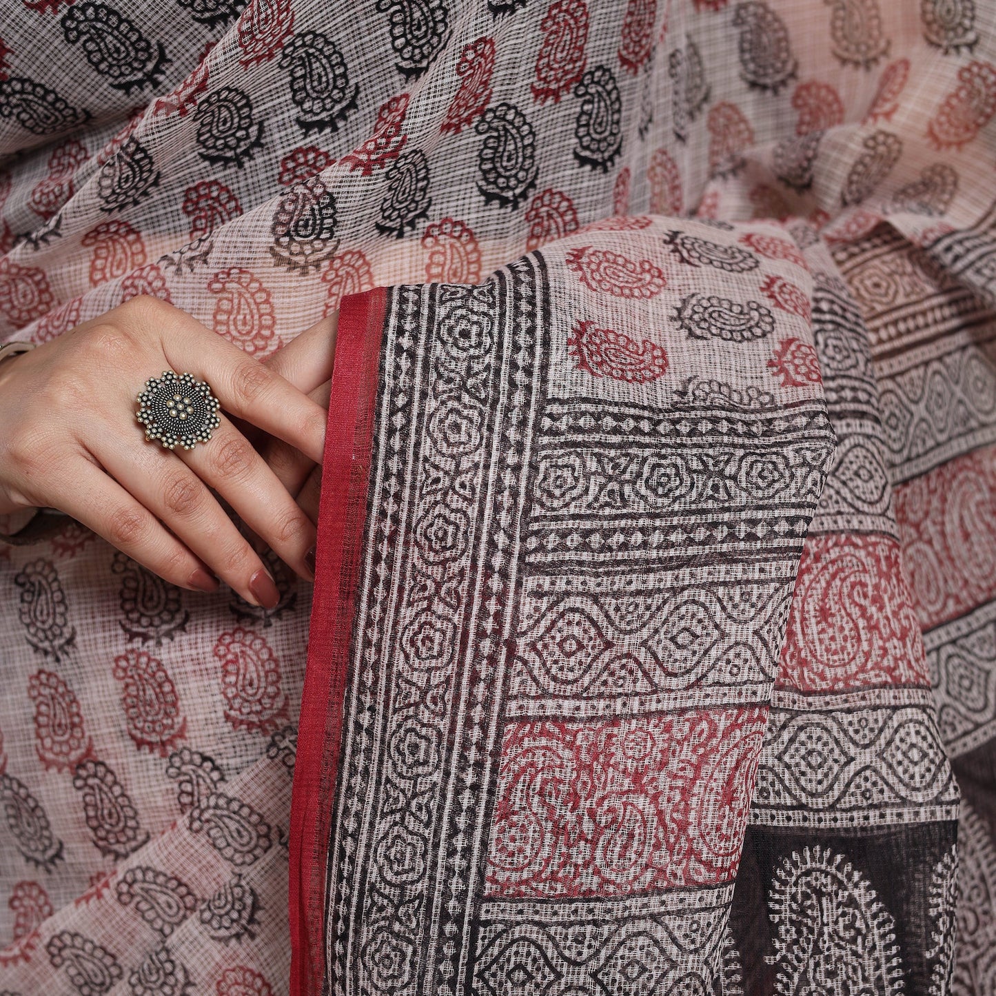 Multicolor - natural dyed kota doria cotton bagh saree 03