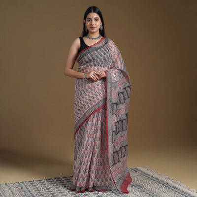 Multicolor - natural dyed kota doria cotton bagh saree 03