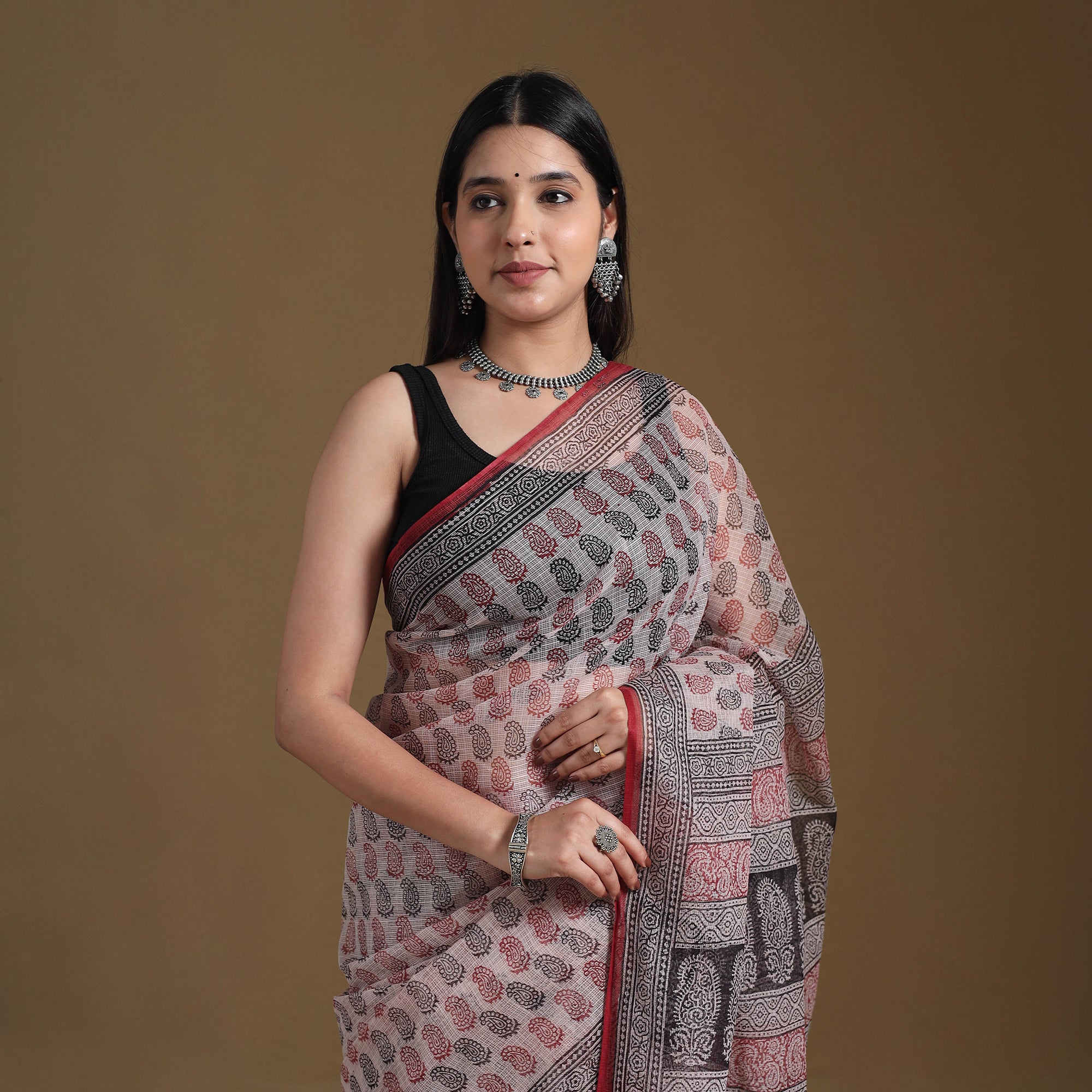 Multicolor - natural dyed kota doria cotton bagh saree 03
