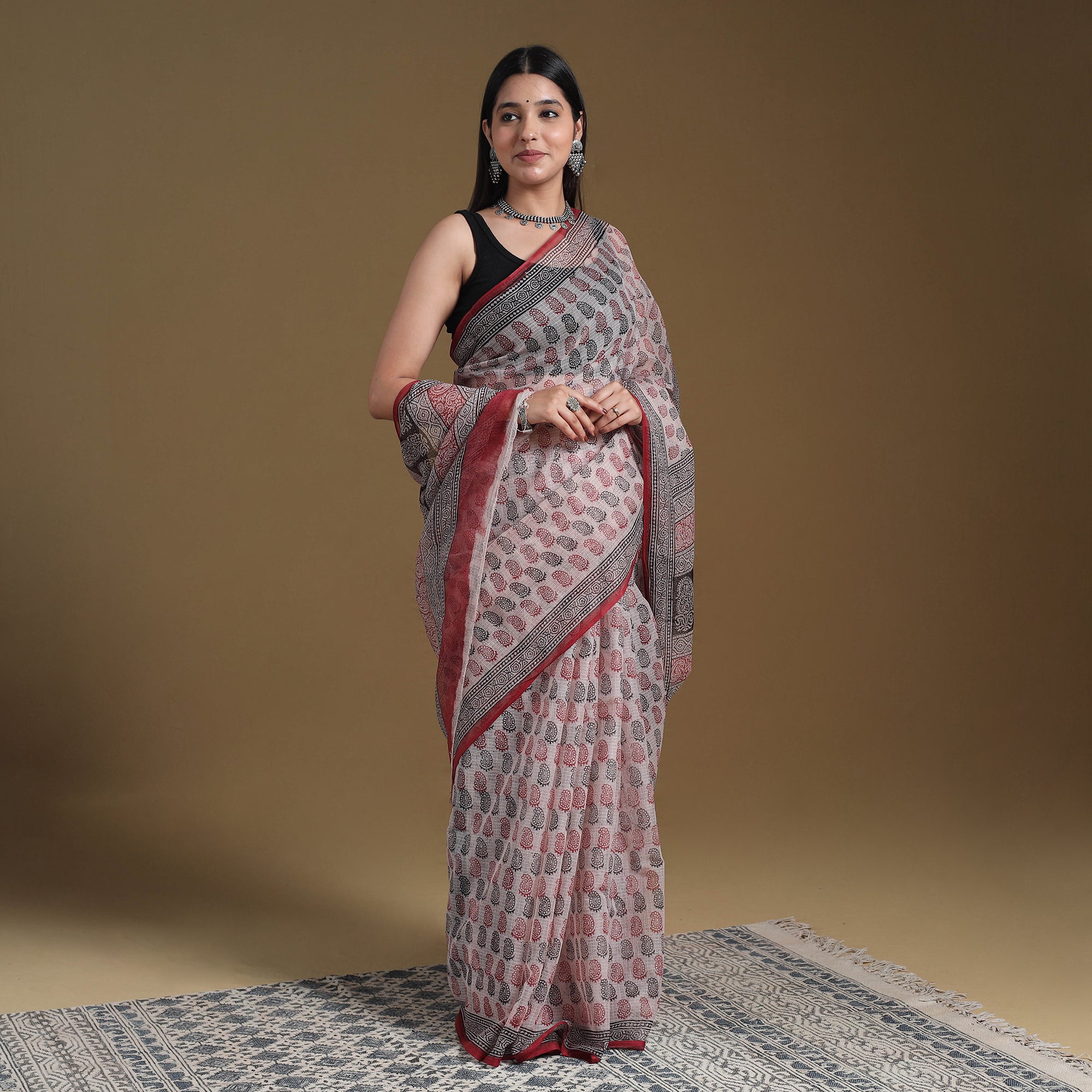 Multicolor - natural dyed kota doria cotton bagh saree 03