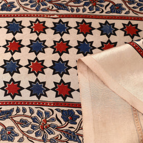 Multicolor Natural Dyed Mashru Silk Ajrakh Print Fabric