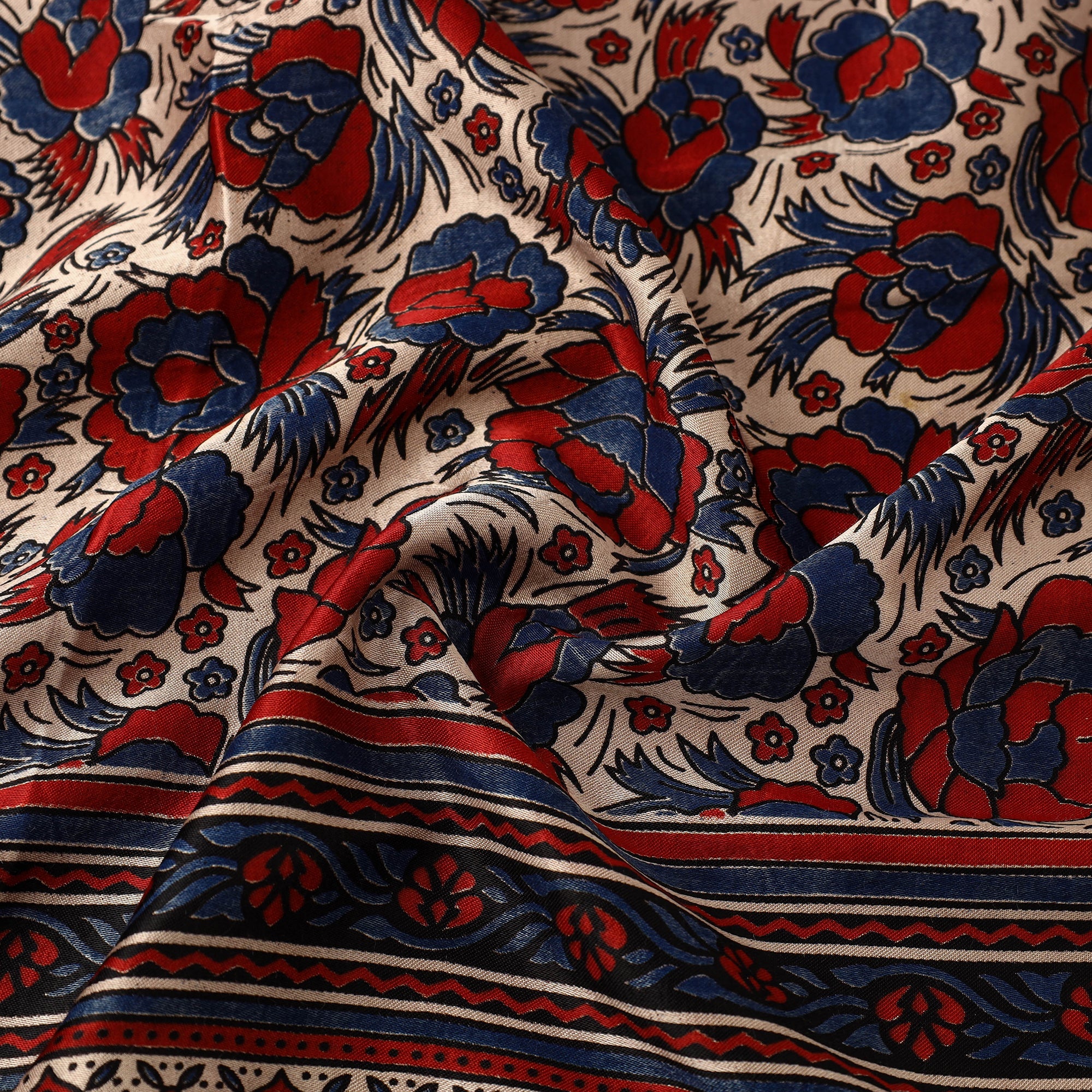 Buy Natural Dyed Mashru Silk Ajrakh Print Fabric
