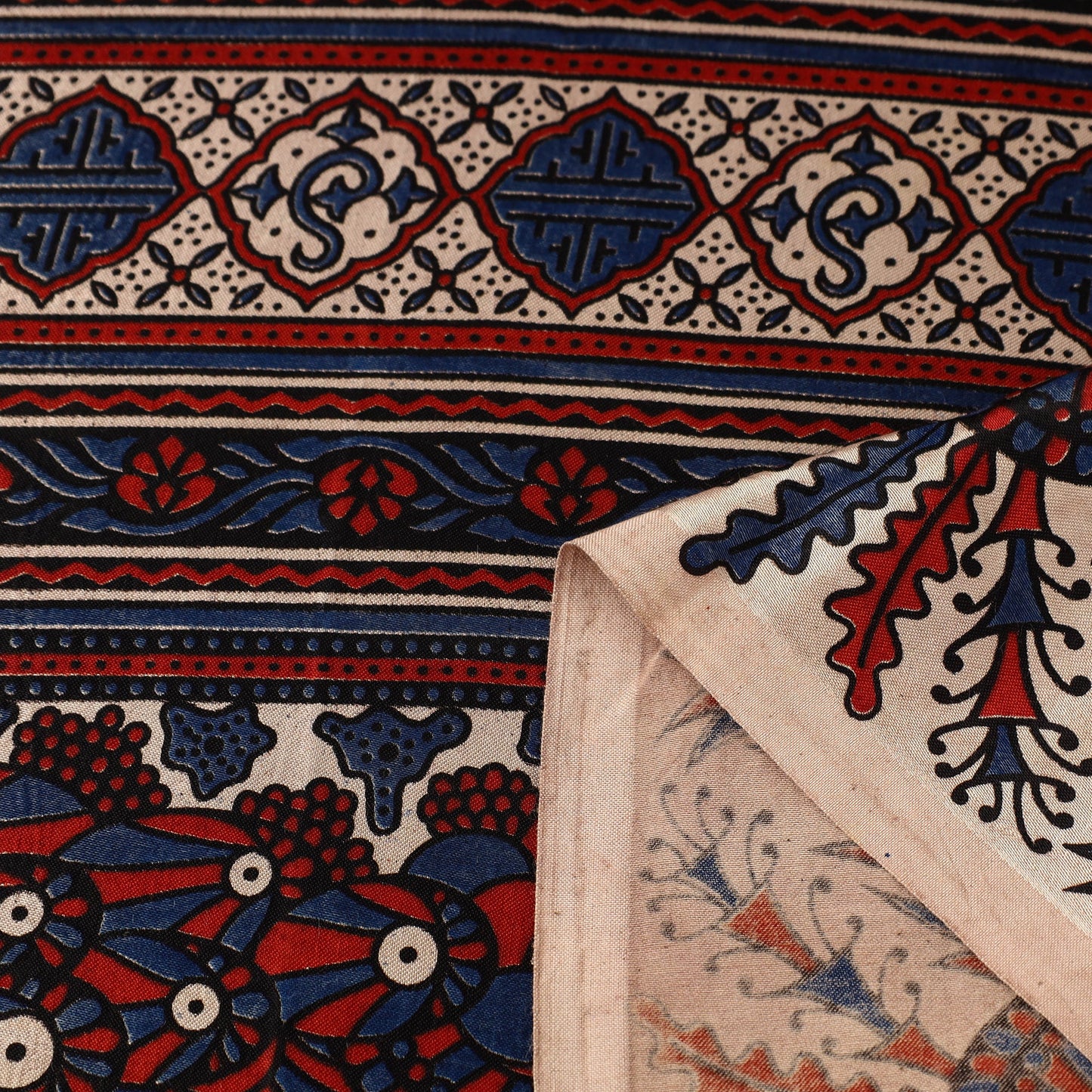 Buy Natural Dyed Mashru Silk Ajrakh Print Fabric