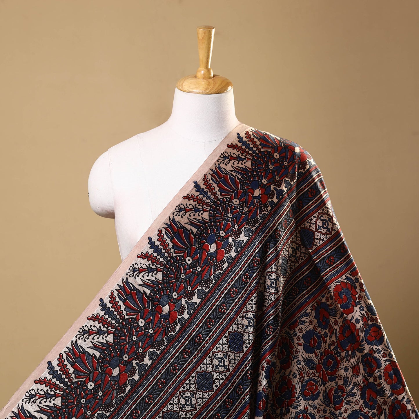 Buy Natural Dyed Mashru Silk Ajrakh Print Fabric