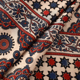 Multicolor Natural Dyed Mashru Silk Ajrakh Print Fabric