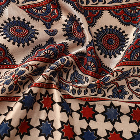 Multicolor Natural Dyed Mashru Silk Ajrakh Print Fabric