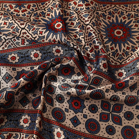 Multicolor Natural Dyed Mashru Silk Ajrakh Print Fabric