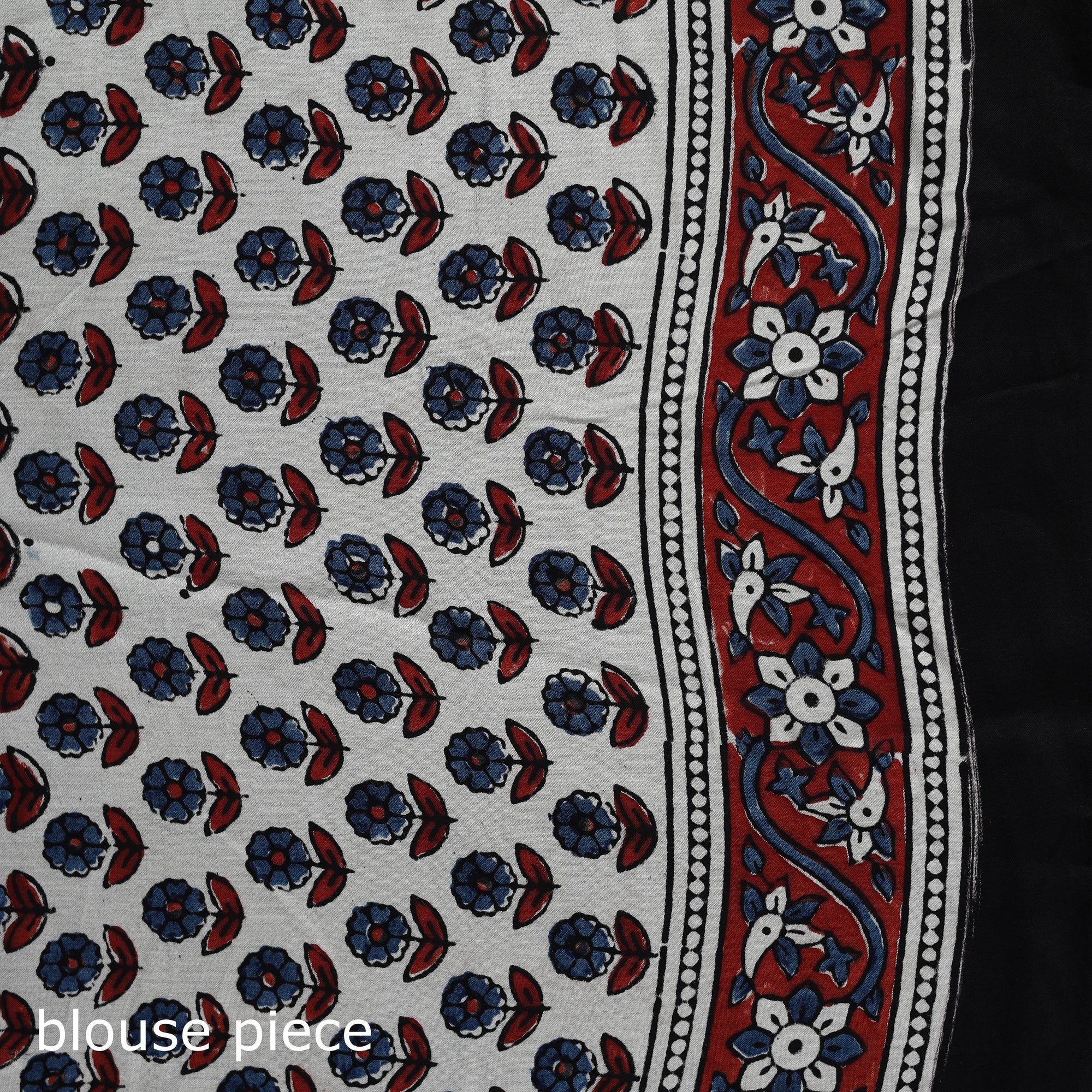 Natural dyed modal silk kutch hand block print ajrakh saree
