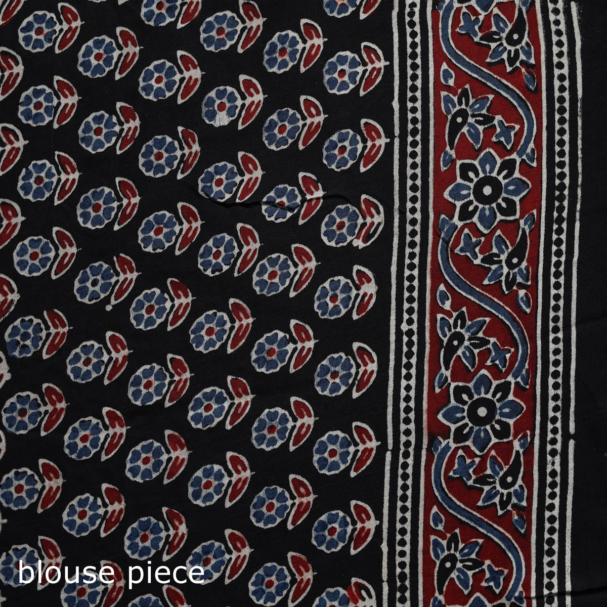 Natural dyed modal silk kutch hand block print ajrakh saree