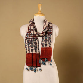 Multicolor Natural Dyed Block Print Mul Cotton Ajrakh Stole