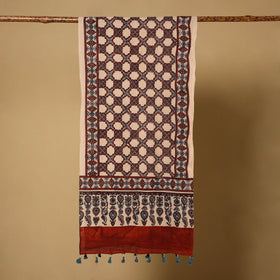 Multicolor Natural Dyed Block Print Mul Cotton Ajrakh Stole