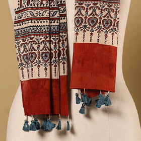 Multicolor Natural Dyed Block Print Mul Cotton Ajrakh Stole