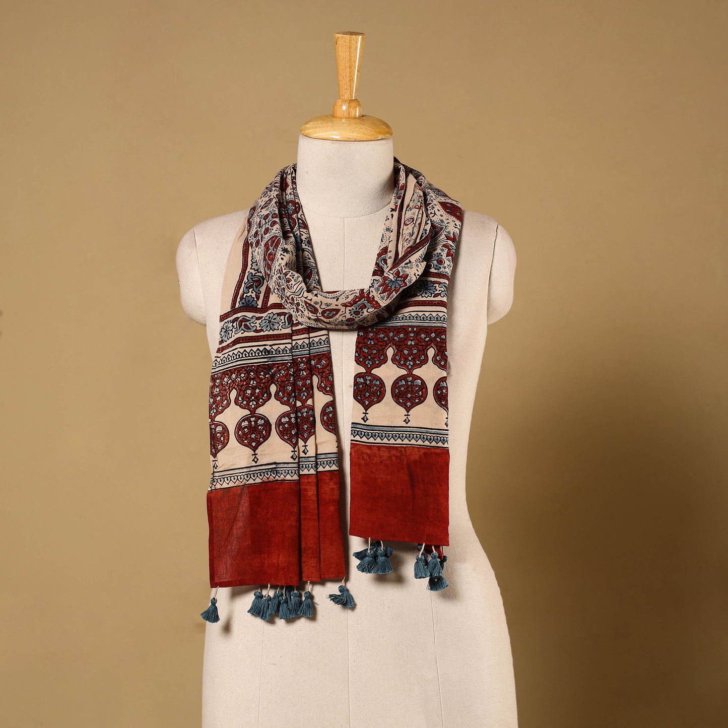 Multicolor - natural dyed mul cotton stole 13 - handcrafted