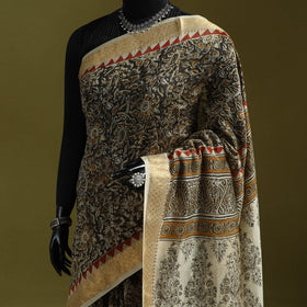 Multicolor - natural dyed pedana block print chanderi silk