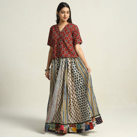 Multicolor - printed 24 kali patchwork cotton long skirt 03