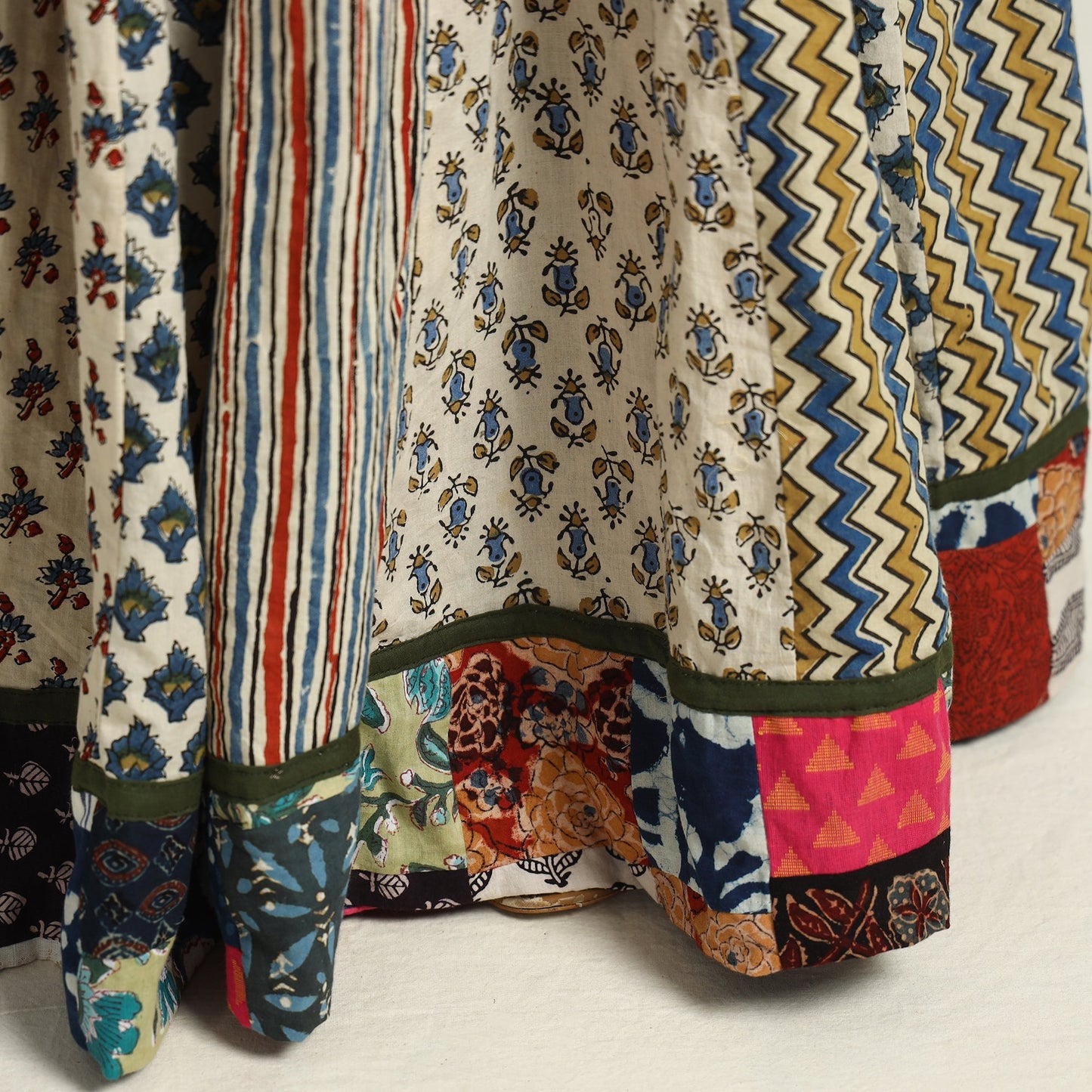 Multicolor - printed 24 kali patchwork cotton long skirt 03