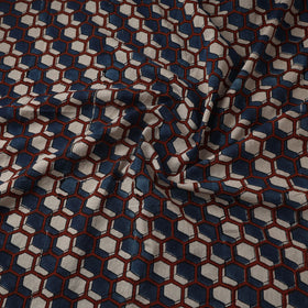 Natural dyed pure mul cotton hand block ajrakh print fabric