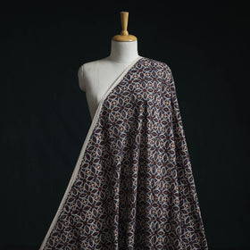 Natural dyed pure mul cotton hand block ajrakh print fabric