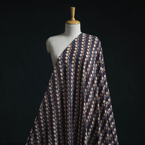 Natural dyed pure mul cotton hand block ajrakh print fabric