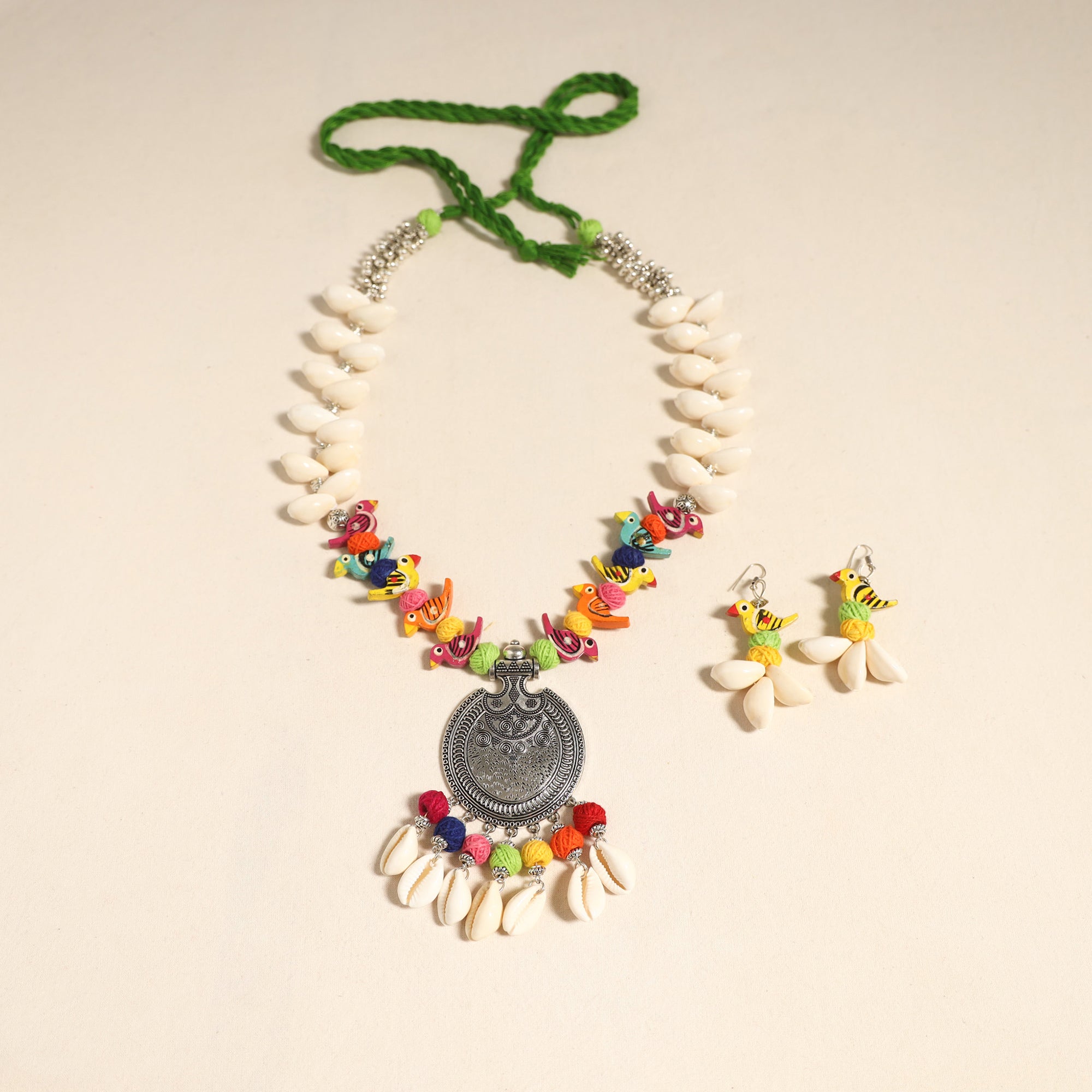 Multicolor - navratri special! German silver shell & thread