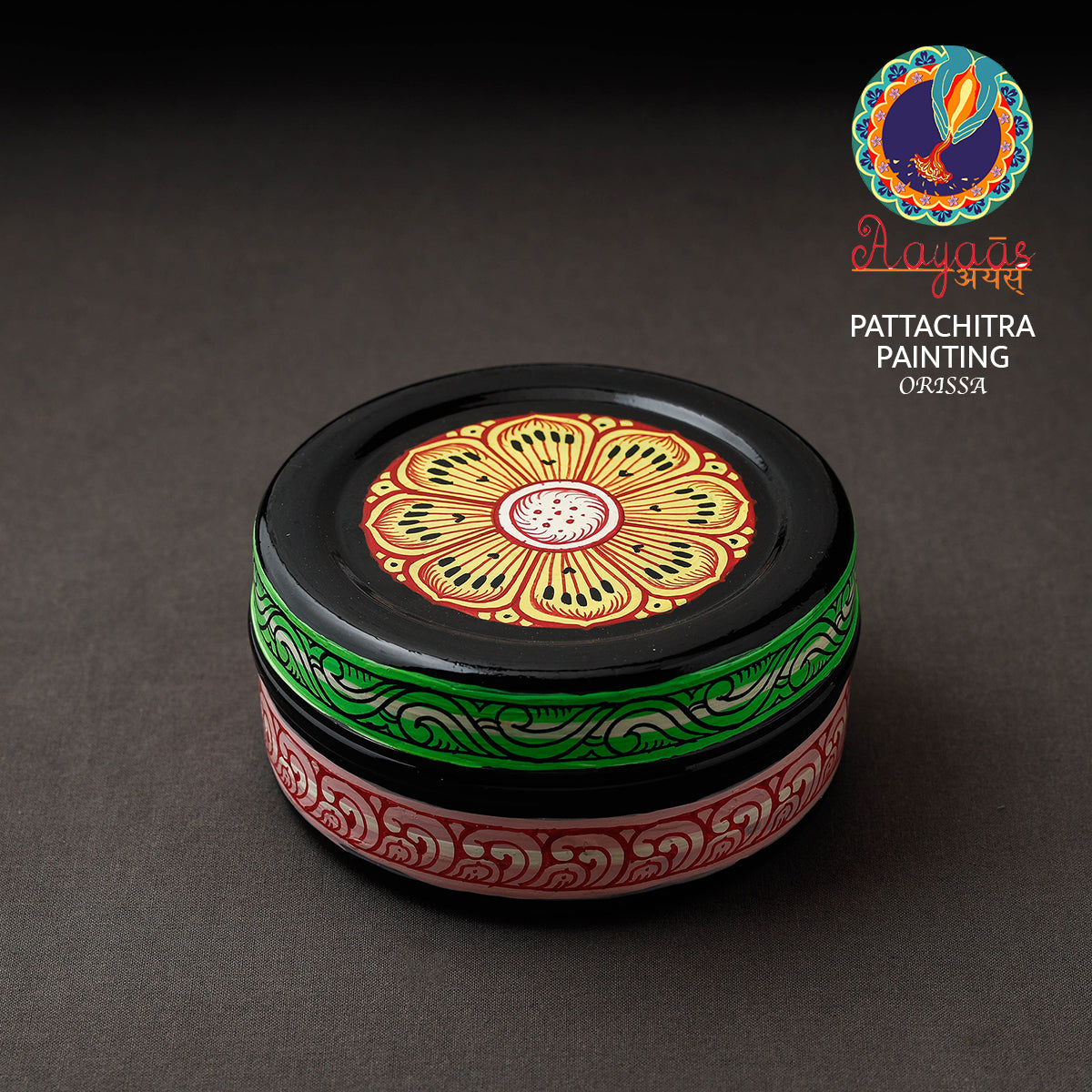 Odisha Pattachitra Multicolor Handpainted Stainless Steel Container