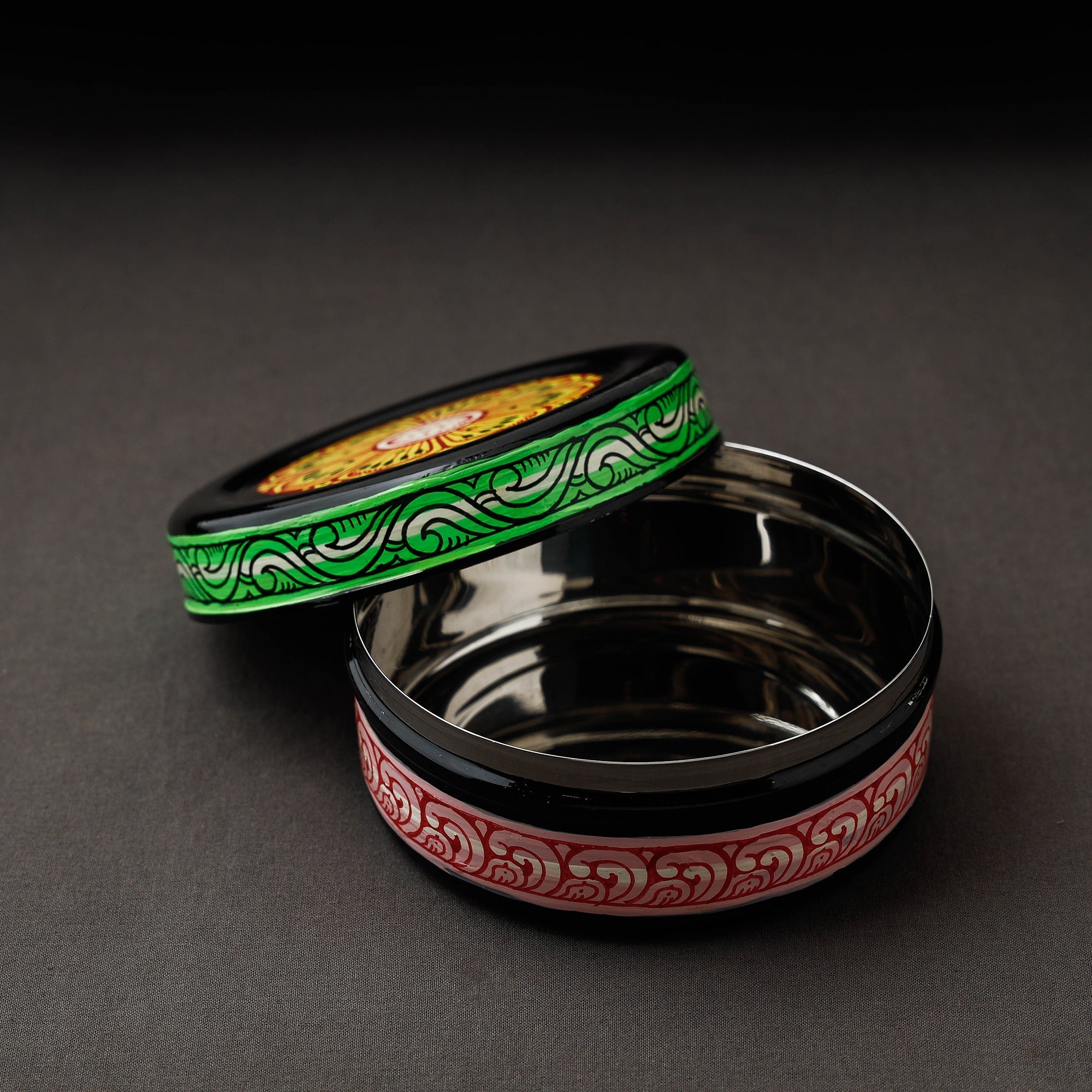 Odisha Pattachitra Multicolor Handpainted Stainless Steel Container