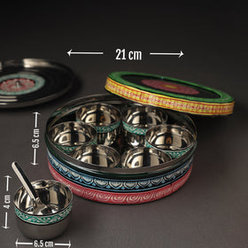 Odisha Pattachitra Painting Stainless Steel Multicolor Masala Box