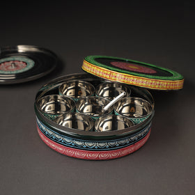 Odisha Pattachitra Painting Stainless Steel Multicolor Masala Box