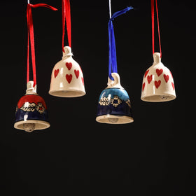 Original blue pottery ceramic decorative hanging bells (set