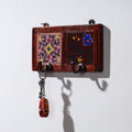  Original Blue Pottery Ceramic Tile Wall Hook Hanger (2 Peg) 