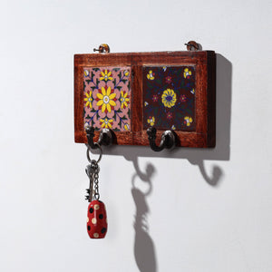  Original Blue Pottery Ceramic Tile Wall Hook Hanger (2 Peg) 