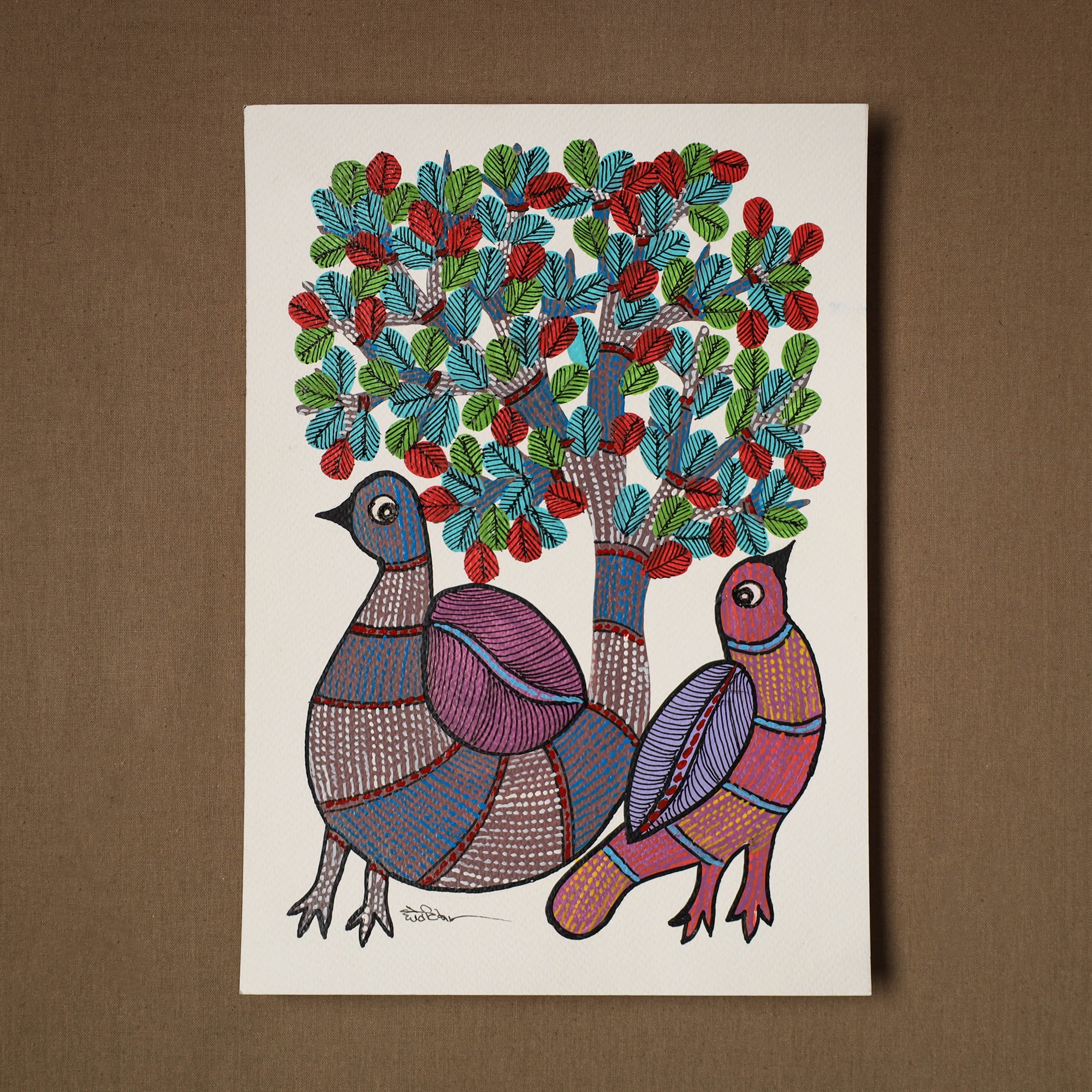 Multicolor - original folk art gond painting by choti tekam
