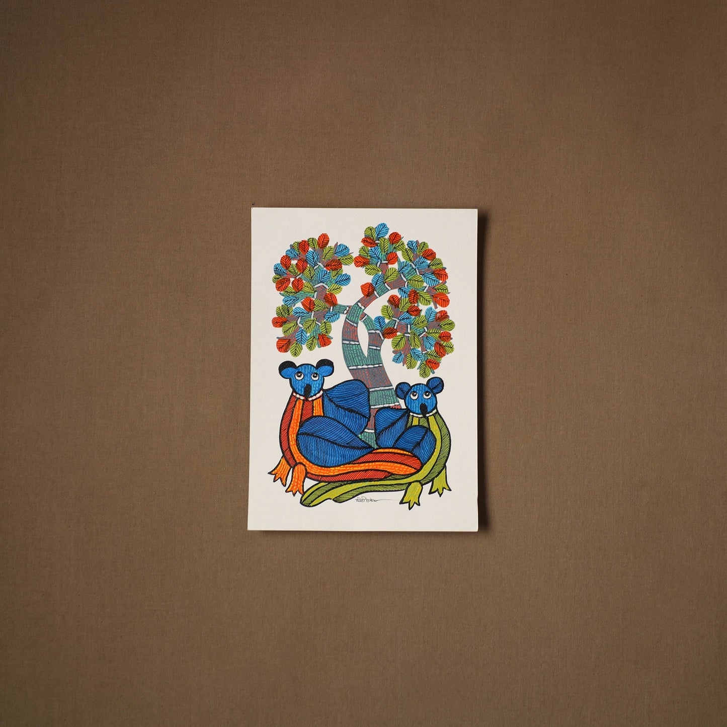 Multicolor - original folk art gond painting by choti tekam