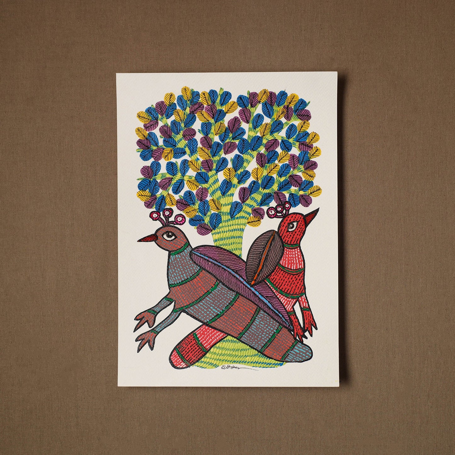 Multicolor - original folk art gond painting by choti tekam