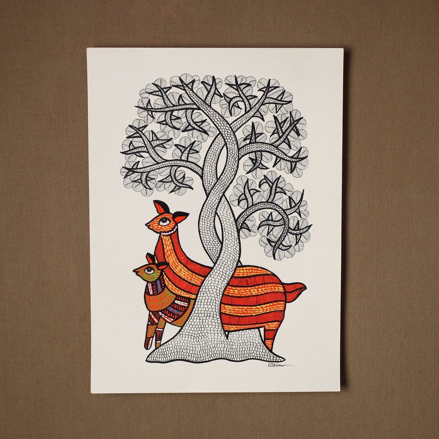 Multicolor - original folk art gond painting by choti tekam