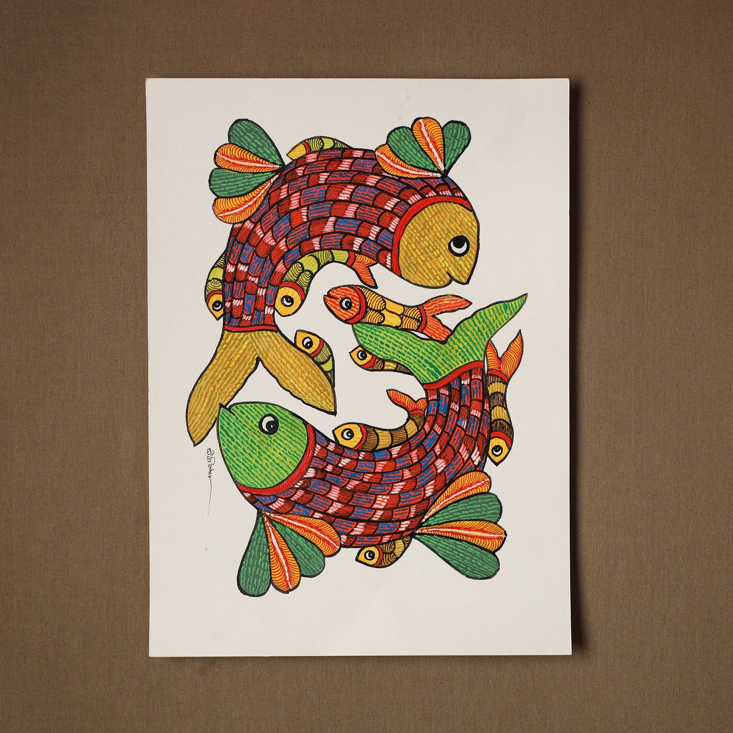 Multicolor - original folk art gond painting by choti tekam